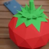3D Papercraft Strawberry Template: Low Poly Paper Sculpture