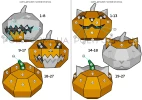 Pumpkins set Papercraft Halloween Low Poly Papercraft PDF template