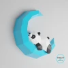 PDF Template of Panda on Moon/Sleeping Panda/Papercraft/3D Papercraft/Lowpoly Panda/Origami Papercraft/Pepakura 3D Craft/Wall Decor/3D model