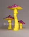 Mushrooms Fly agaric Low Poly Halloween Papercraft Svg PDF template