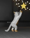 Cat with a Star Low Poly Christmas Papercraft PDF template 3d Model Sculpture