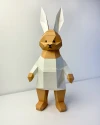 Rabbit Gardener Rabbit Low Poly Bunny Papercraft Easter PDF template decoration