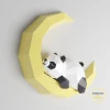 PDF Template of Panda on Moon/Sleeping Panda/Papercraft/3D Papercraft/Lowpoly Panda/Origami Papercraft/Pepakura 3D Craft/Wall Decor/3D model