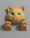 Cat on a Wall Animal head Low Poly kids room Papercraft PDF template