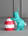 Easter Bunny Low Poly Rabbit Papercraft Easter PDF template decoration