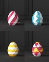 Easter Eggs set Low Poly Papercraft PDF template 3d Model Sculpture