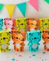 Tiger cub Low Cat leopard Birthday party Poly Papercraft PDF template DIY