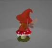 Strawberry Fairy Papercraft Template | DIY 3D Low Poly Fairy Sitting on Log | Enchanted Forest Decor & Unique Gift