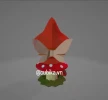 Strawberry Fairy Papercraft Template | DIY 3D Low Poly Fairy Sitting on Log | Enchanted Forest Decor & Unique Gift