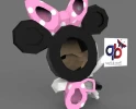 Minnie Mouse half-body wall hanging Papercraft , PDF Template, DIY 3d Model, FanArt, Paper Sculpture, Low Poly, Pepakura, Craft, Manualidad, Arte de Papel