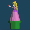 Princess Peach on tube Papercraft , PDF Template, DIY 3d Model, FanArt, Paper Sculpture, Low Poly, Pepakura, Craft, Manualidad, Arte de Papel