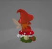 Strawberry Fairy Papercraft Template | DIY 3D Low Poly Fairy Sitting on Log | Enchanted Forest Decor & Unique Gift