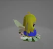 Blueberry Fairy Papercraft Template | DIY 3D Low Poly Fairy Sitting on Log | Enchanted Forest Decor & Unique Gift