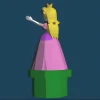 Princess Peach on tube Papercraft , PDF Template, DIY 3d Model, FanArt, Paper Sculpture, Low Poly, Pepakura, Craft, Manualidad, Arte de Papel