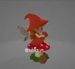 Strawberry Fairy Papercraft Template | DIY 3D Low Poly Fairy Sitting on Log | Enchanted Forest Decor & Unique Gift