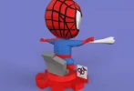 Spider-Man Chibi Papercraft , PDF Template, DIY 3d Model, FanArt, Paper Sculpture, Low Poly, Pepakura, Craft, Manualidad, Arte de Papel
