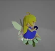 Blueberry Fairy Papercraft Template | DIY 3D Low Poly Fairy Sitting on Log | Enchanted Forest Decor & Unique Gift