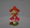 Strawberry Fairy Papercraft Template | DIY 3D Low Poly Fairy Sitting on Log | Enchanted Forest Decor & Unique Gift