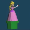 Princess Peach on tube Papercraft , PDF Template, DIY 3d Model, FanArt, Paper Sculpture, Low Poly, Pepakura, Craft, Manualidad, Arte de Papel