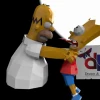 Simpsons Homer strangles Bart Papercraft , PDF Template, DIY 3d Model, FanArt, Paper Sculpture, Low Poly, Pepakura, Craft, Manualidad, Arte de Papel