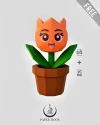 Cute Flower Tulip Low Poly Papercraft