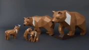 Family Bear Low poly Papercraft | OchkoArtDesign