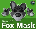 Cartoon Fox Mask Papercraft, DIY, Low-poly Papercraft