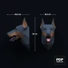 Doberman Head Papercraft Low Poly Decoration, PDF Template, DIY Paper 3D CumulusCraft