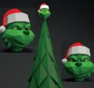 Grinch Head Christmas Tree Topper Papercraft PDF, Template For office, Room, Decor, DIY gift for friends, family, Low poly Paper, Paper Craft 3D kit by J3Du
