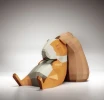 Sleeping guinea pigs Low poly, papercraft, DIY 3D paper sculpture