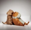 Sleeping guinea pigs Low poly, papercraft, DIY 3D paper sculpture