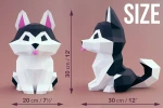 Husky 3D Decor Low poly Papercraft, DIY, PDF