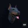 Doberman Head Papercraft Low Poly Decoration, PDF Template, DIY Paper 3D CumulusCraft