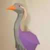 Papercraft Grue Demoiselle, 3D paper craft model, printable low poly sculpture, Heron, stork, bird, diy how to make, origami, pepakura kit
