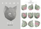 Cat Mask, Papercraft Mask, DIY Animal Head, Instant Pdf download, Paper Mask, 3D Polygon Masks,Low Poly, Template,Halloween,Printable