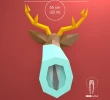 Papercraft Deer Head, Paper Trophy, Paper Animal Head, Paper Craft DIY Deer Trophy, Deer In Suite, DIY template, Eburgami, Make Your Own