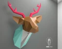 Papercraft Deer Head, Paper Trophy, Paper Animal Head, Paper Craft DIY Deer Trophy, Deer In Suite, DIY template, Eburgami, Make Your Own