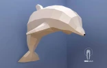 Low Poly XXL Dolphin Model, Dolphin Papercraft, Create Your Own 3D, Paper Craft Dolphin, Origami Dolphin, Blue Whale, Wall hanging, Eburgami