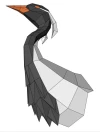 Papercraft Grue Demoiselle, 3D paper craft model, printable low poly sculpture, Heron, stork, bird, diy how to make, origami, pepakura kit