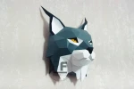Lynx Head PDF Template, Low Poly, Paper Sculpture, DIY, Pepakura Pattern, Handmade, Papercraft, Lowpoly, Lowpoly Papercraft