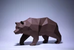 Bear Paper Craft, Digital Template, Origami, PDF Download DIY, Low Poly, Trophy, Sculpture, 3D Model