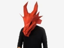 Dragon Mask, Red Dragon Costume, Paper Craft Template, Cosplay, Halloween Mask, PDF, Instant Download, DIY Paper Mask, 3D Low Poly Face Mask