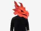 Dragon Mask, Red Dragon Costume, Paper Craft Template, Cosplay, Halloween Mask, PDF, Instant Download, DIY Paper Mask, 3D Low Poly Face Mask