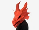 Dragon Mask, Red Dragon Costume, Paper Craft Template, Cosplay, Halloween Mask, PDF, Instant Download, DIY Paper Mask, 3D Low Poly Face Mask