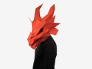 Dragon Mask, Red Dragon Costume, Paper Craft Template, Cosplay, Halloween Mask, PDF, Instant Download, DIY Paper Mask, 3D Low Poly Face Mask