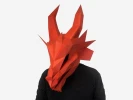 Dragon Mask, Red Dragon Costume, Paper Craft Template, Cosplay, Halloween Mask, PDF, Instant Download, DIY Paper Mask, 3D Low Poly Face Mask