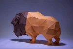 Bison Paper Craft, Digital Template, Origami, PDF Download DIY, Low Poly, Trophy, Sculpture, Model