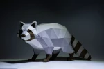 Racoon Paper Craft, Digital Template, Origami, PDF Download DIY, Low Poly, Trophy, Sculpture, 3D Model