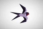 Swallows Wall Paper Craft, Digital Template, Origami, PDF Download DIY, Low Poly, Trophy, Sculpture, Swallows Wall