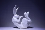 Moon Rabbit Paper Craft, Digital Template, Origami, PDF Download DIY, Low Poly, Trophy, Sculpture, Moon Rabbit Model
